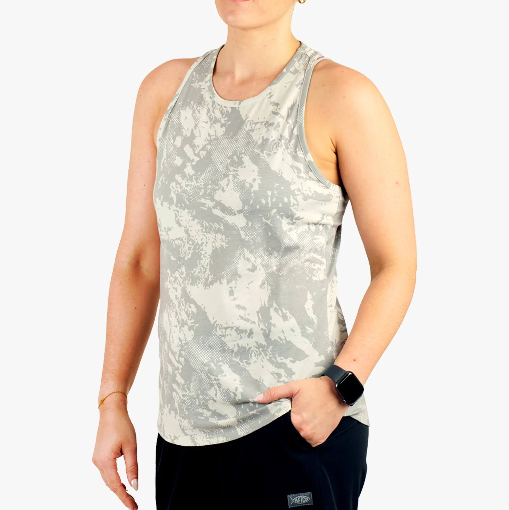 AFTCO Ocean Bound Women's Fishing Tank Top | Silver Storm Camo