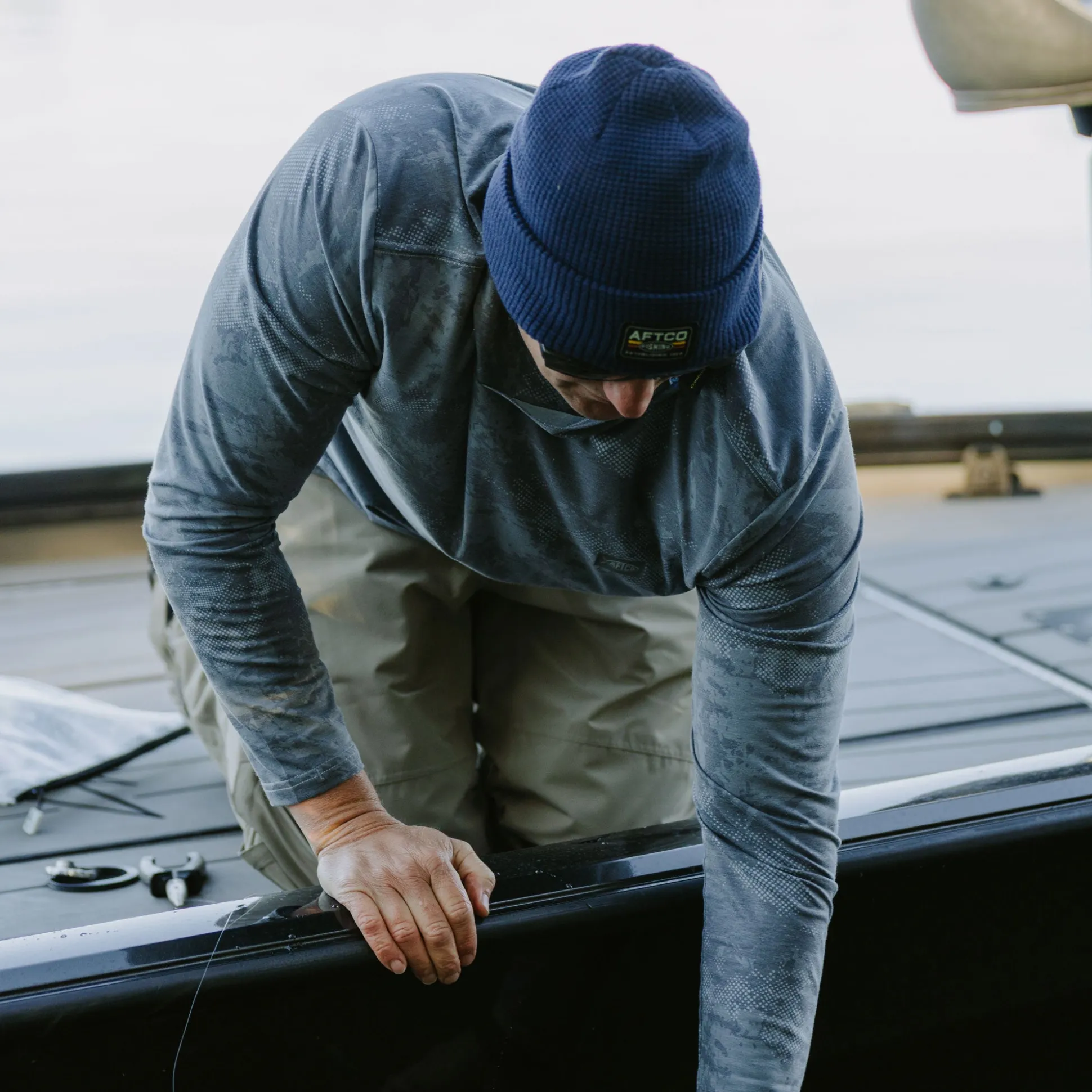 Chevron Waffle Fishing Beanie | AFTCO