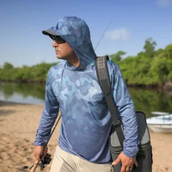 OG Camo UVX LS Hooded Fishing Shirt | AFTCO
