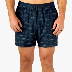 Strike Printed Swim Trunks | Deep Navy