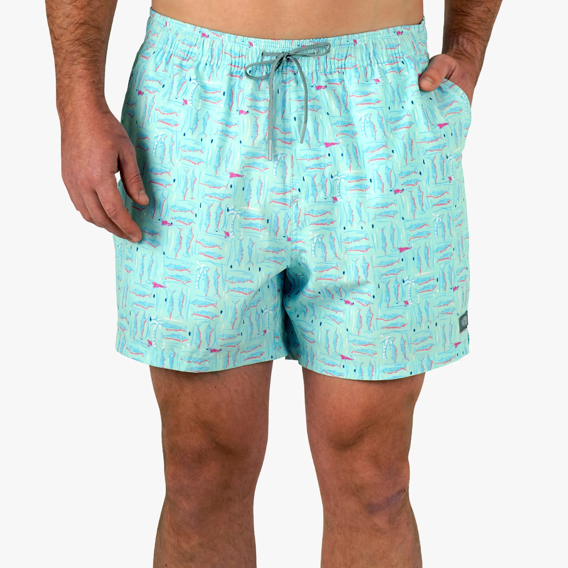 Strike Printed Swim Trunks | Shoreline Blue